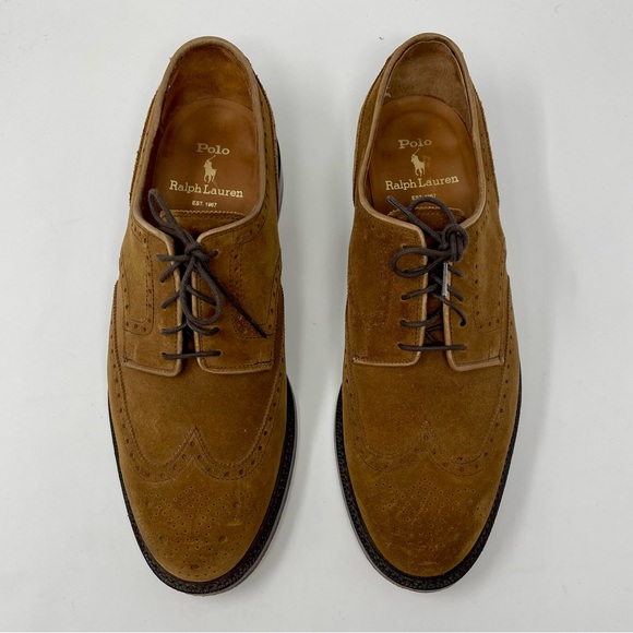 POLO RALPH LAUREN Brenton Suede Wingtip in New Pale Russet Size 10D